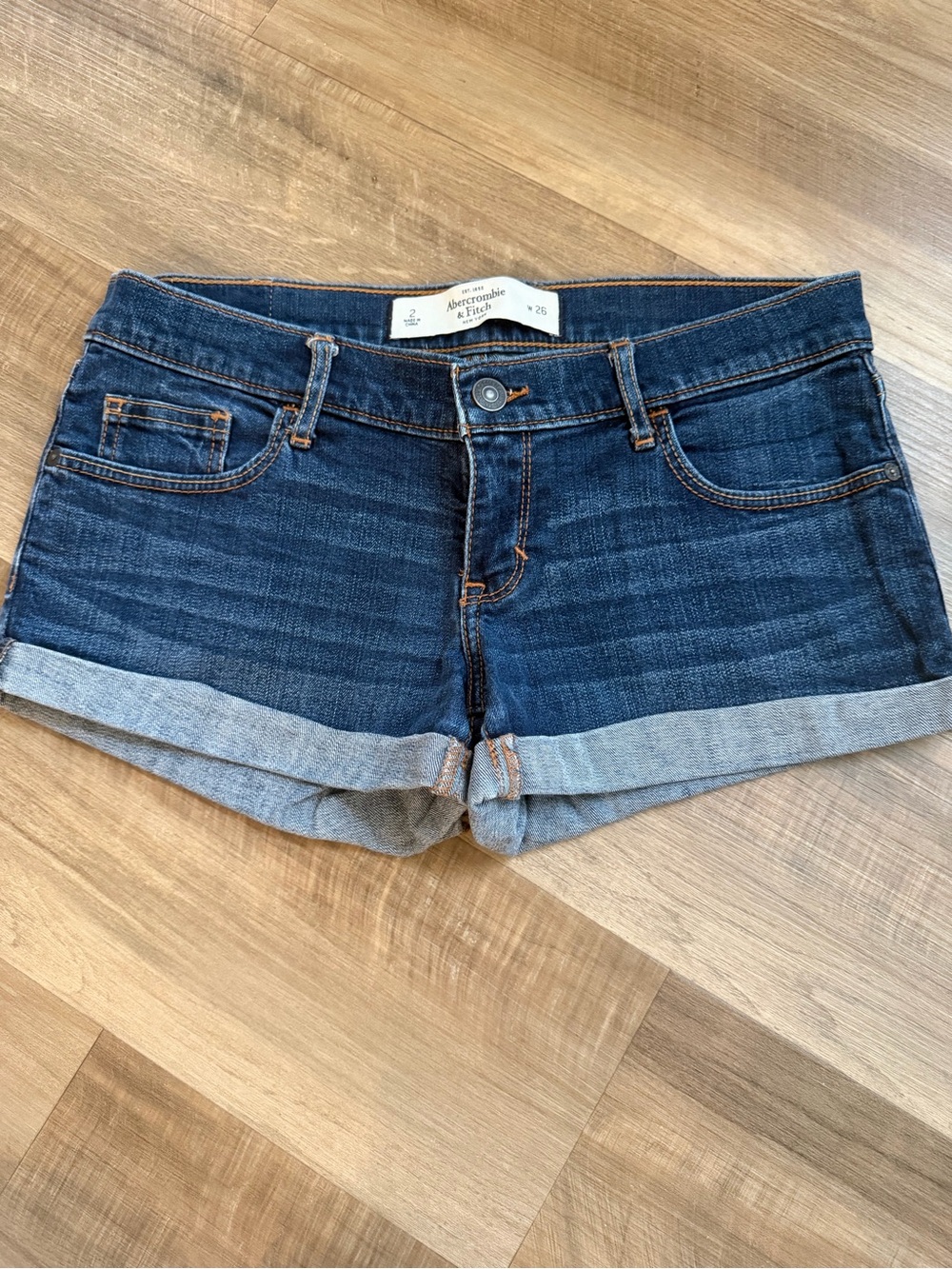 Abercrombie & Fitch Dark Blue Denim Cuffed Women's Shorts